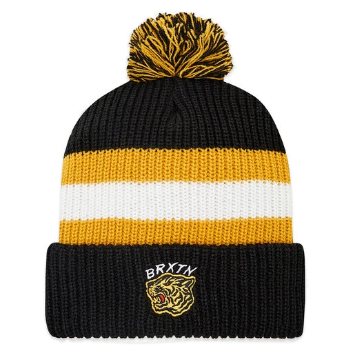Bonnet Brixton Kit Pom 11205 Black/Off White/Bright Gold 3 Bonnet Brixton Kit Pom 11205 Black/Off White/Bright Gold