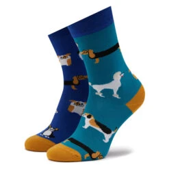 Chaussettes Hautes Unisex Funny Socks Dogs SM1/34 Bleu