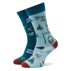 Chaussettes Hautes Unisex Funny Socks Ski SM1/06 Bleu