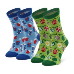 Lot De 2 Paires De Chaussettes Hautes Enfant Rainbow Socks Xmas Socks Balls Kids Gift Pak 2 Multicolore