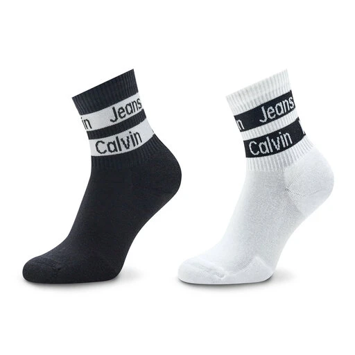 Lot De 2 Paires De Chaussettes Hautes Femme Calvin Klein Jeans 701223143 White/Black 001 3 Lot De 2 Paires De Chaussettes Hautes Femme Calvin Klein Jeans 701223143 White/Black 001