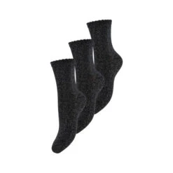 Lot De 3 Paires De Chaussettes Hautes Femme Pieces Sebby 17114641 Black